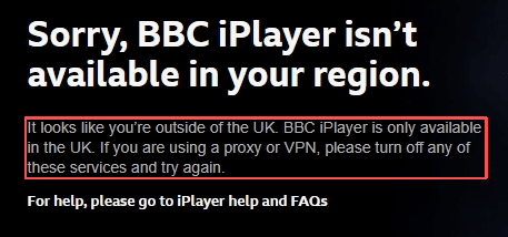BBC iPlayer 地域限制报错截图