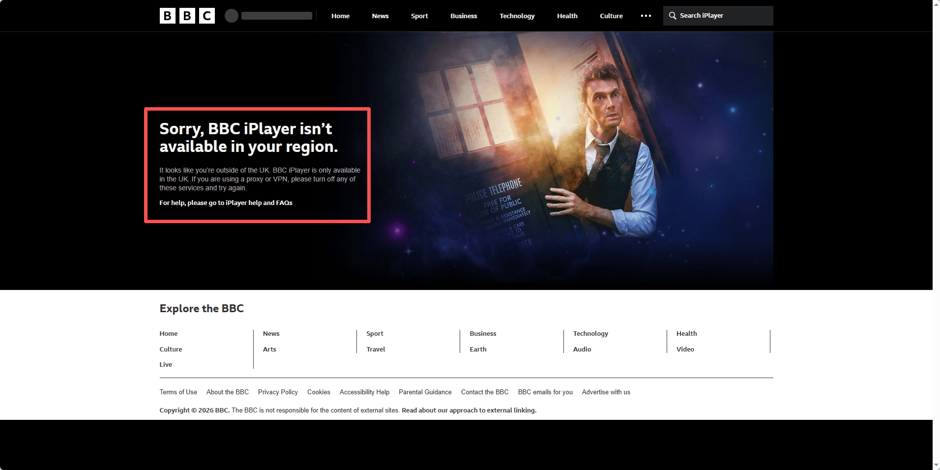 IP befindet sich in den USA, kann nicht auf BBC iPlayer zugreifen