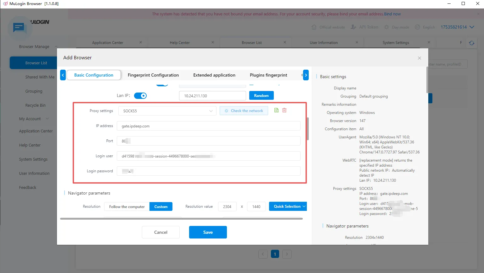 Fill in IP Information, Test IP Connectivity