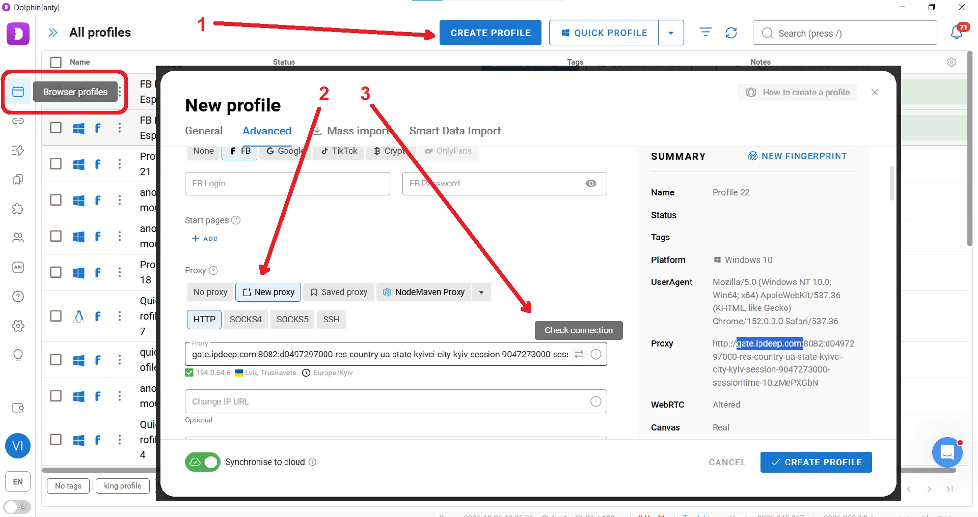 create profile